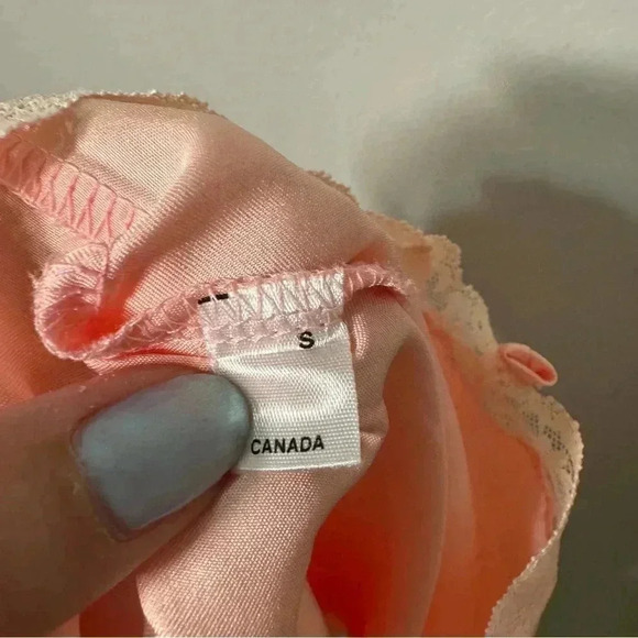 Vintage  cantaloupe orange satin lace cami S fairy coquette pastel - Picture 5 of 5